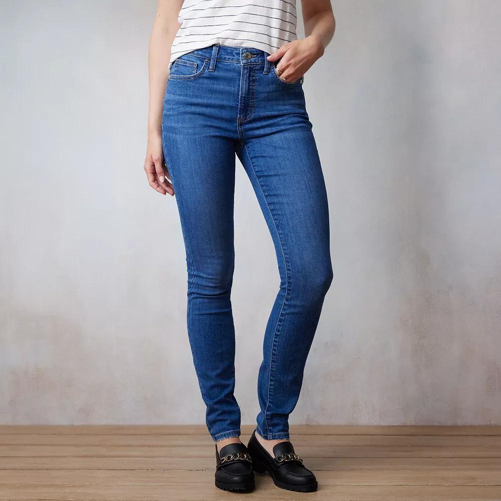 Women's LC Lauren Conrad Curvy High Rise 5-Pocket Skinny Jeans, Size: 8, Avalon Blue Product Image