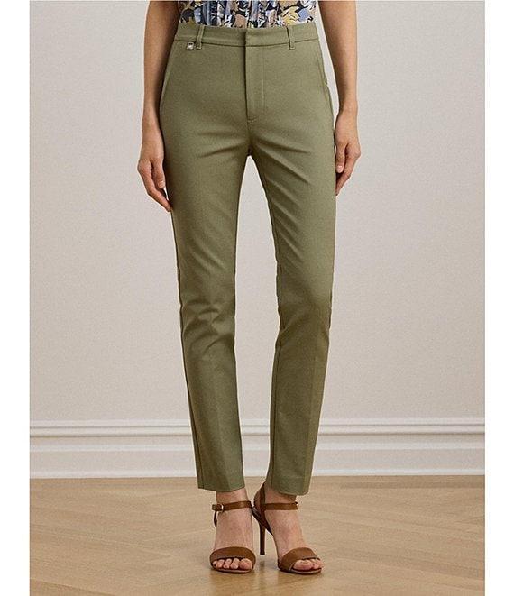 Lauren Ralph Lauren Stretch Flat Front Mid Rise Straight Ankle Pants Product Image
