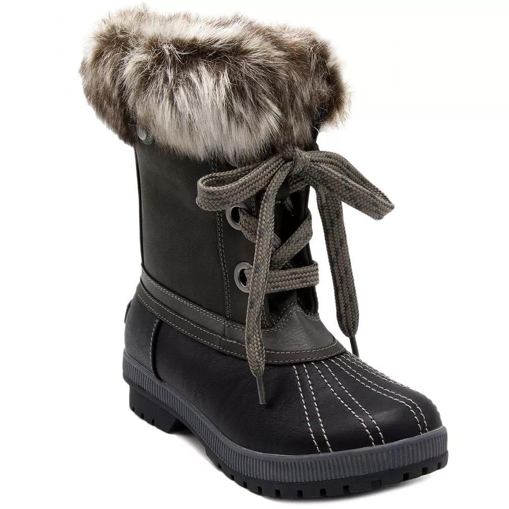 London Fog Milly Women's Waterproof Winter Duck Boots, Size: 9, Black Grey Product Image