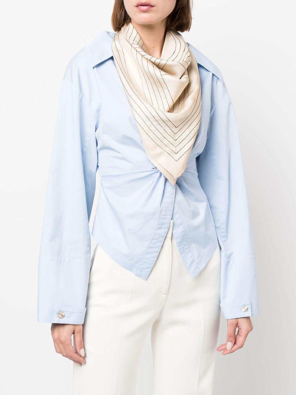 striped embroidered silk scarf Product Image
