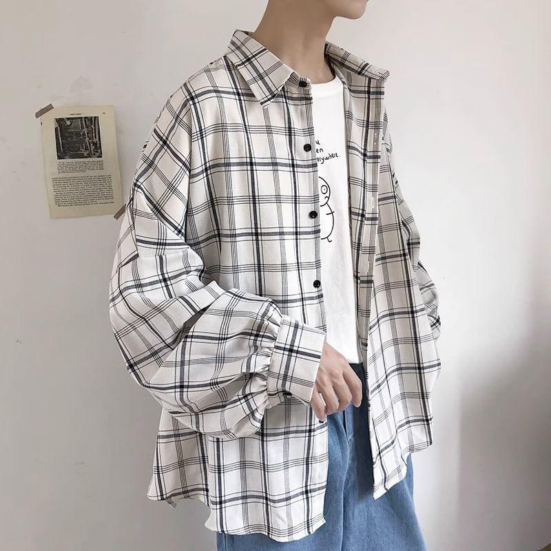 Long-Sleeve Plaid Shirt Product Image