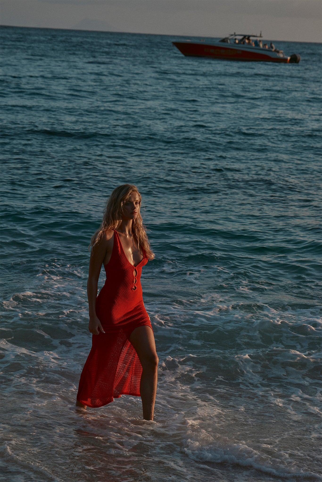 Ramatuelle Dress - Chili Pepper Lace Crochet Product Image
