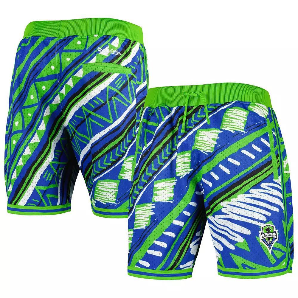 Men's Mitchell & Ness Blue Seattle Sounders FC Tribal Fashion Shorts, Size: Medium Product Image