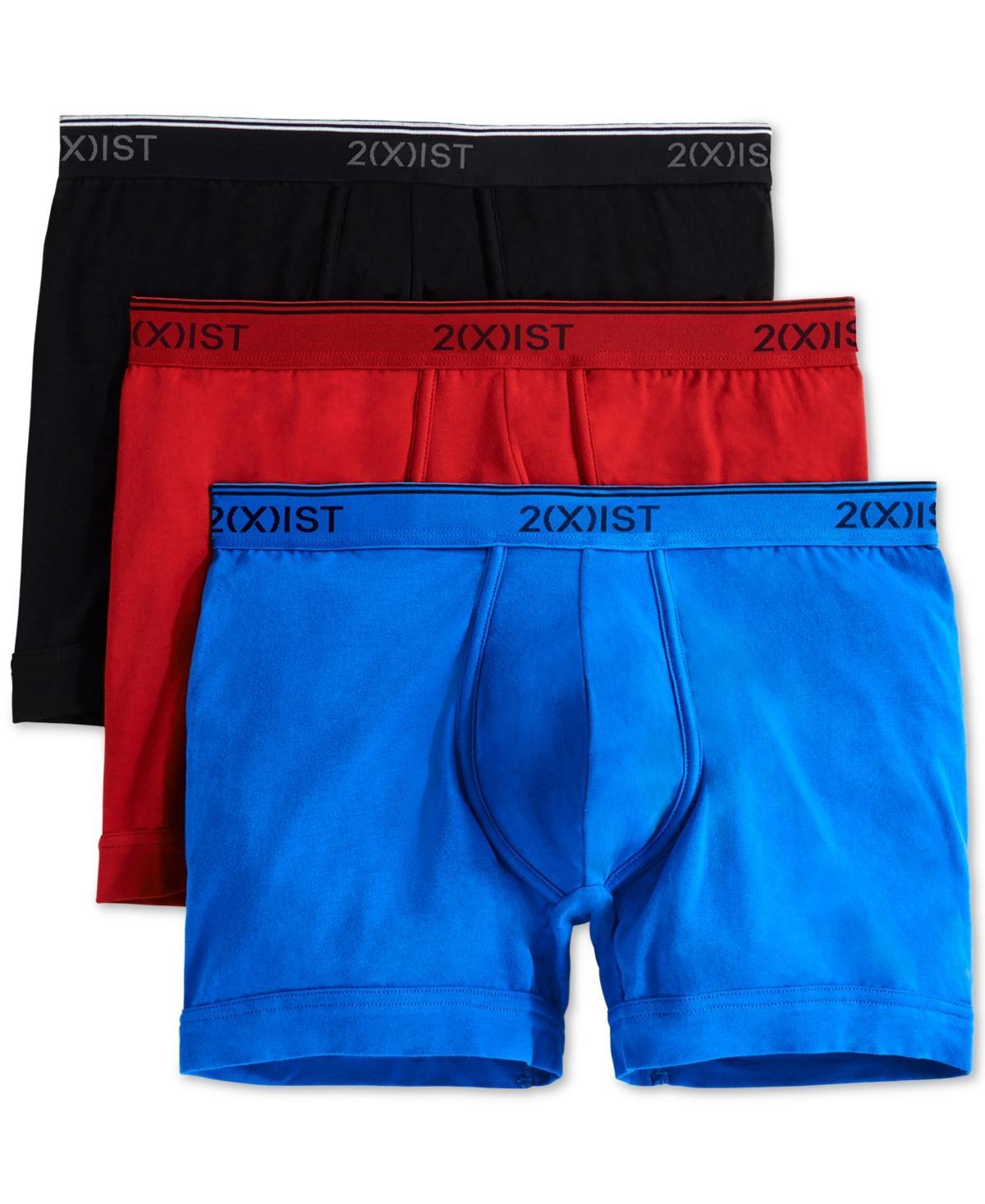 2(x)ist Mens Cotton Stretch Boxer Briefs 3-Pack - Blue/Grey Product Image
