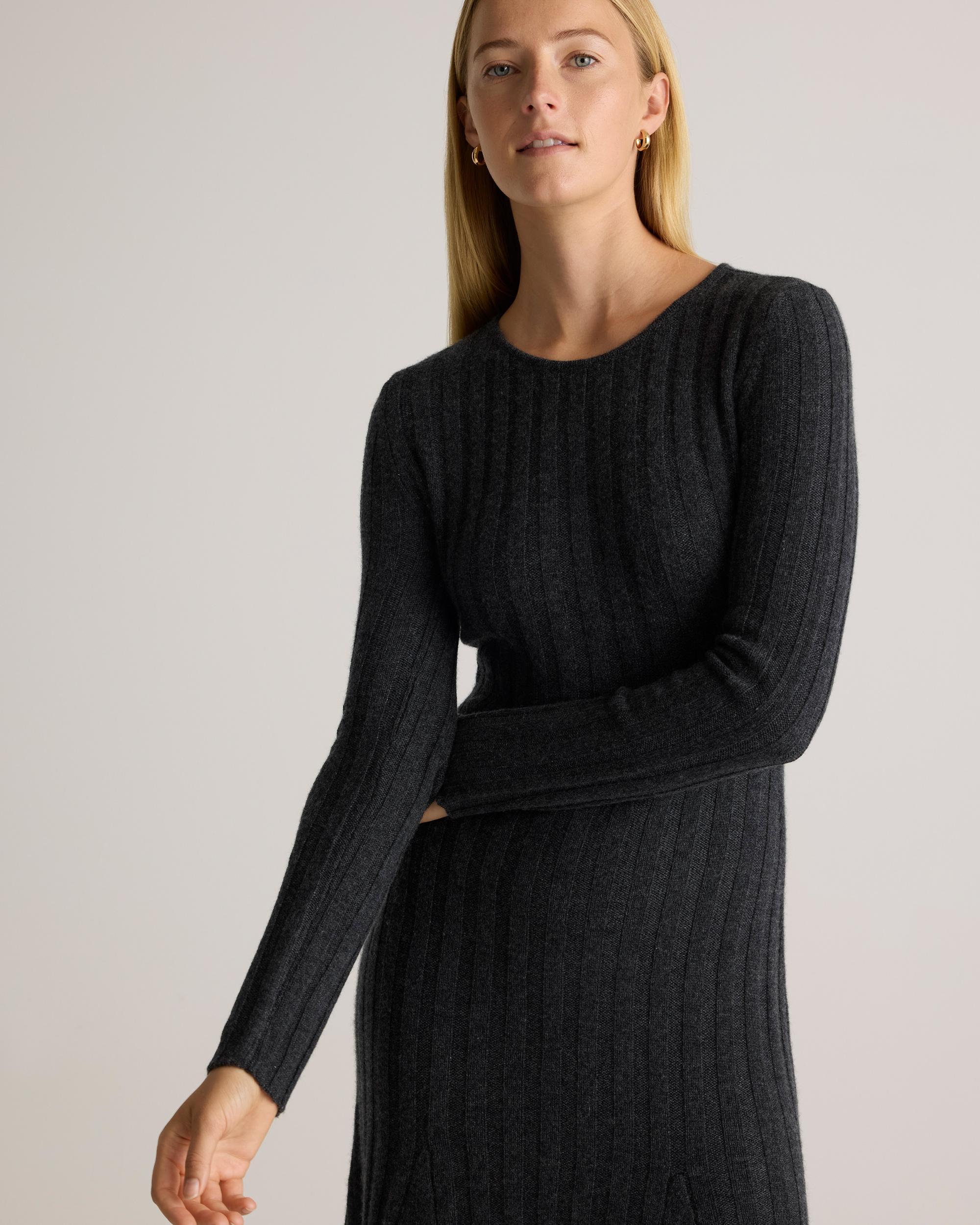 Quince | Women's Mongolian Cashmere Wide-Rib Midi Dress Product Image