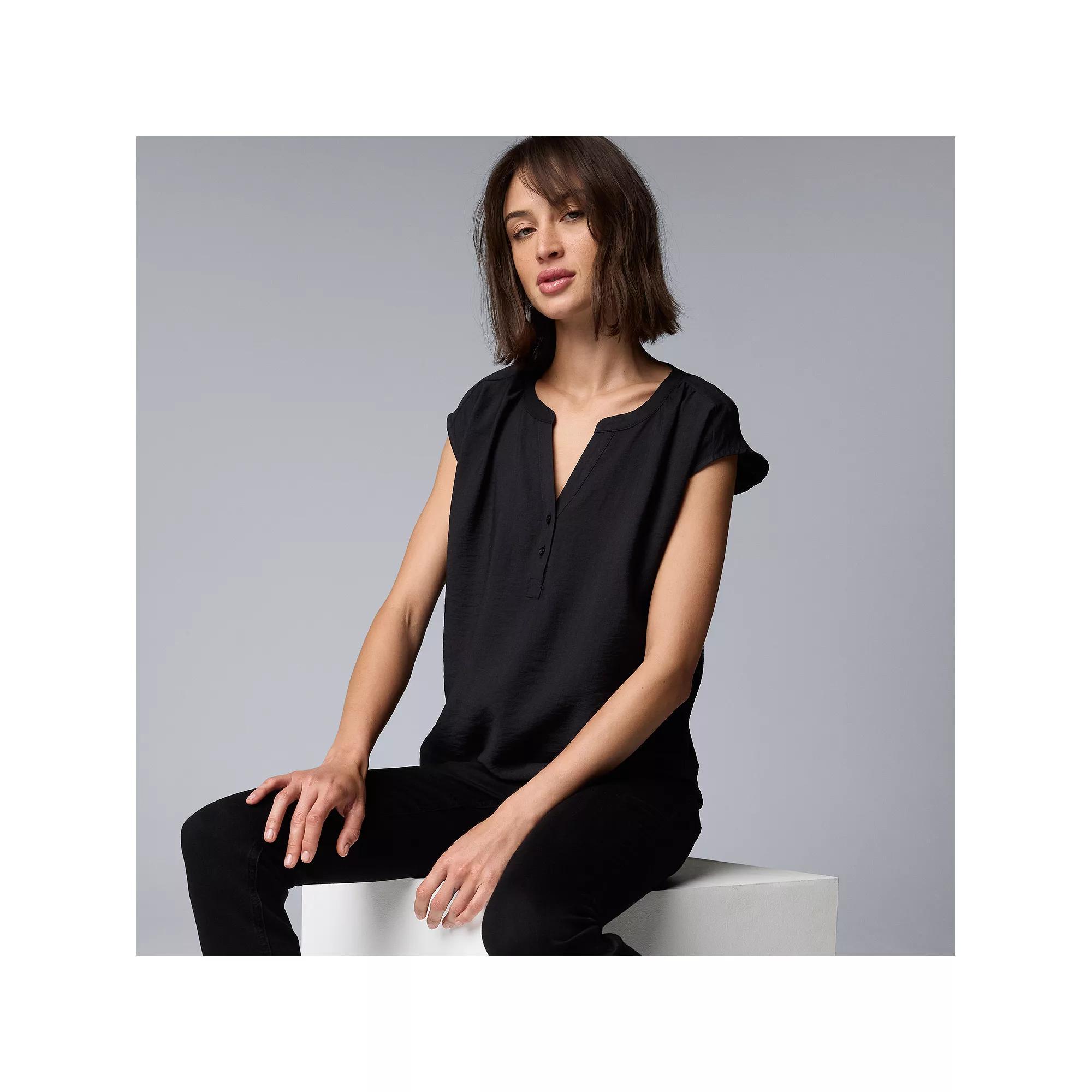 Women's Simply Vera Vera Wang Dolman Popover Top, Size: Small, Black Product Image