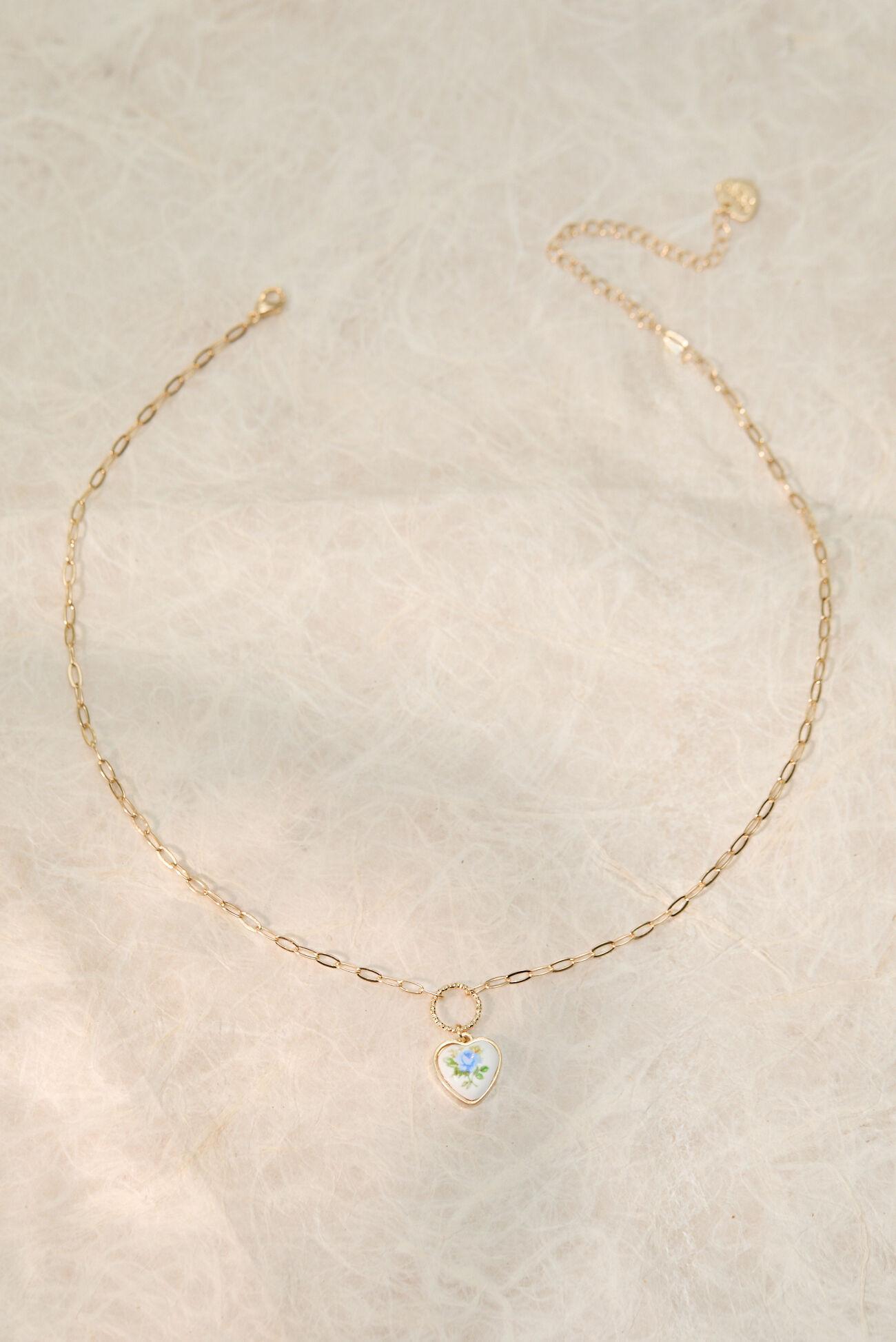 Flower Heart Charm Necklace Product Image