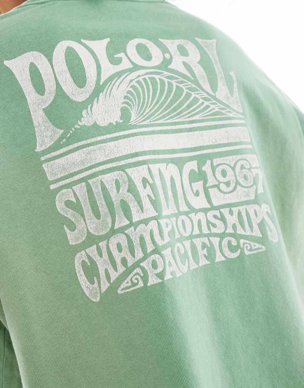 Polo Ralph Lauren loose fit long sleeve top with logo in washed green Product Image