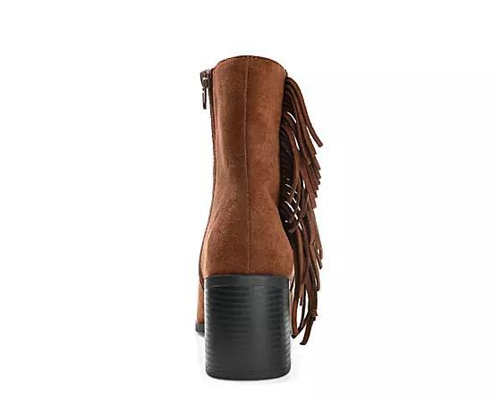 Journee Collection Womens Noriah Tru Comfort Foam Inside Zip Stacked Heel Booties Brown 6.5 Product Image
