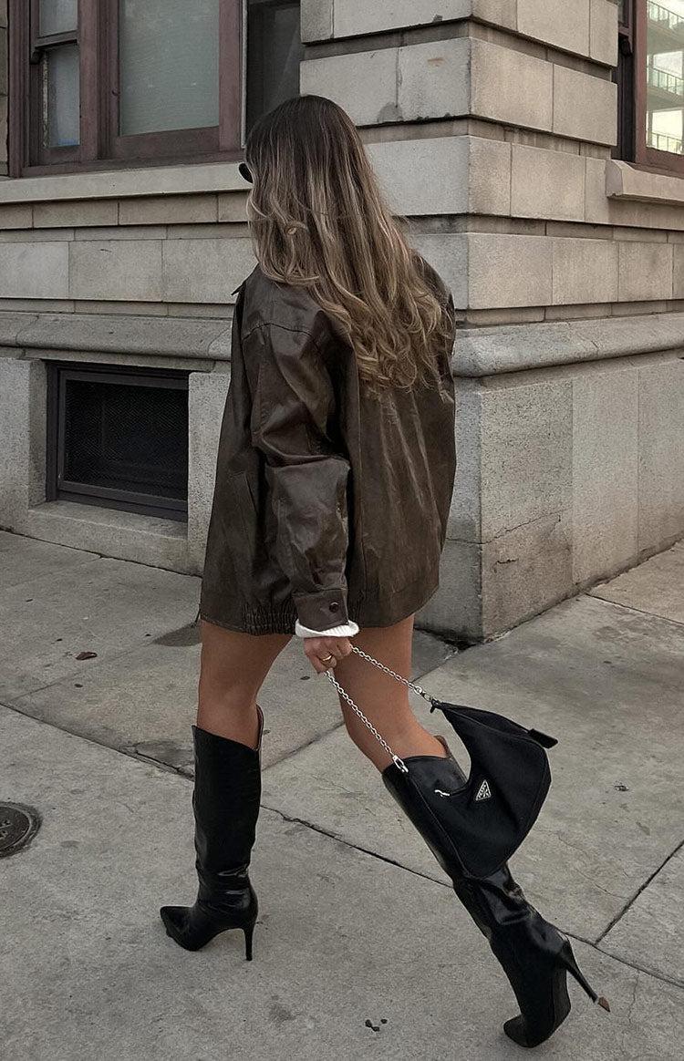 Abbi PU Vintage Brown Bomber Jacket Girls Product Image