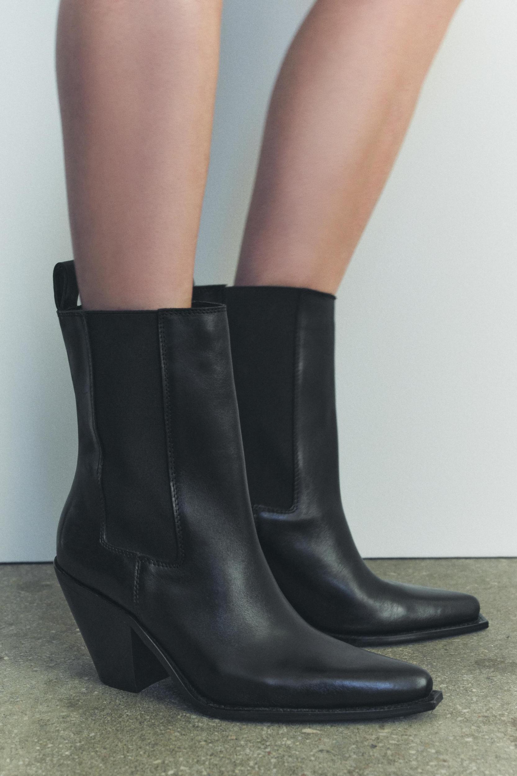 LEATHER COWBOY ANKLE BOOTS Product Image