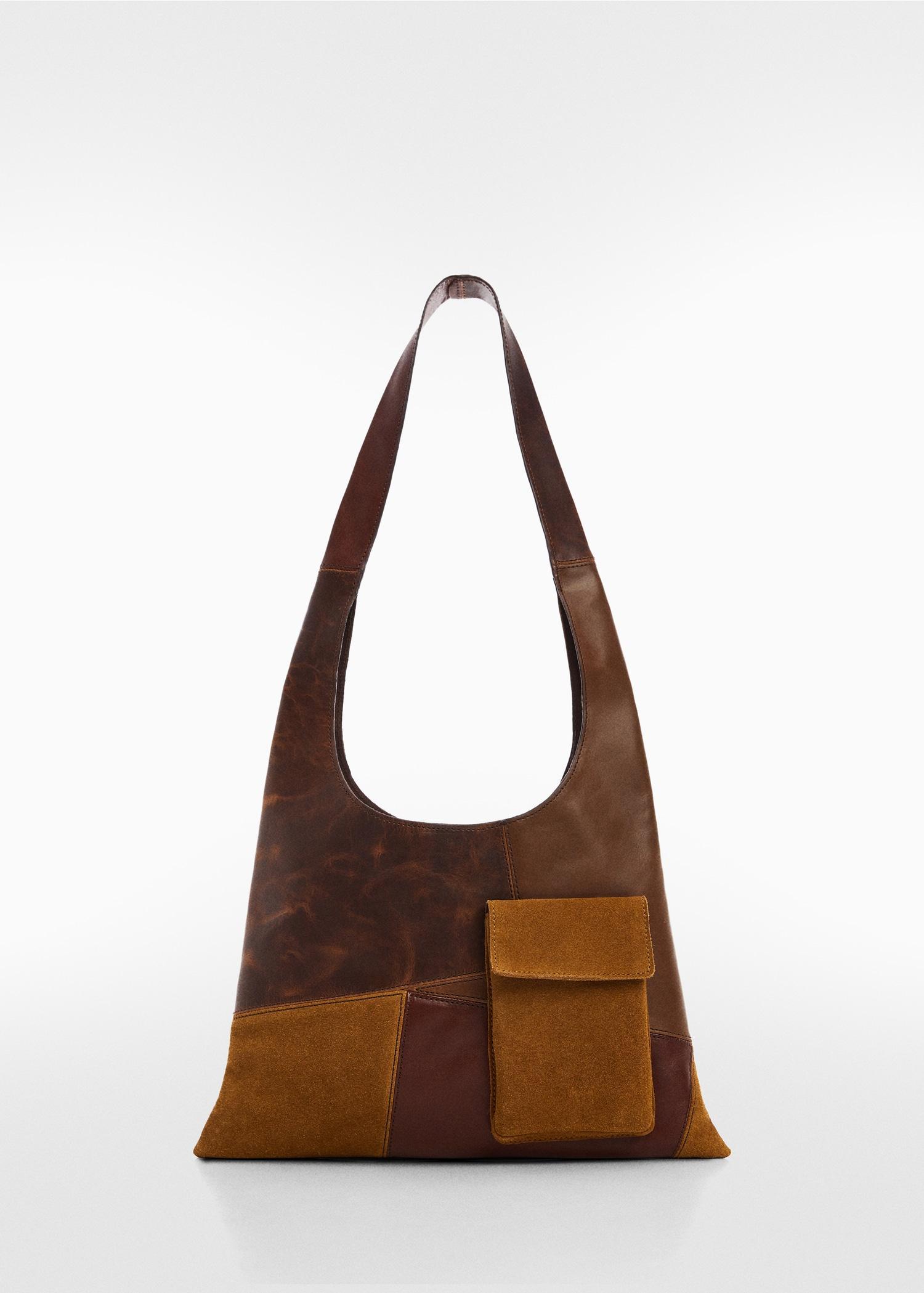 Patchwork leather bag - Women | MANGO USA Product Image