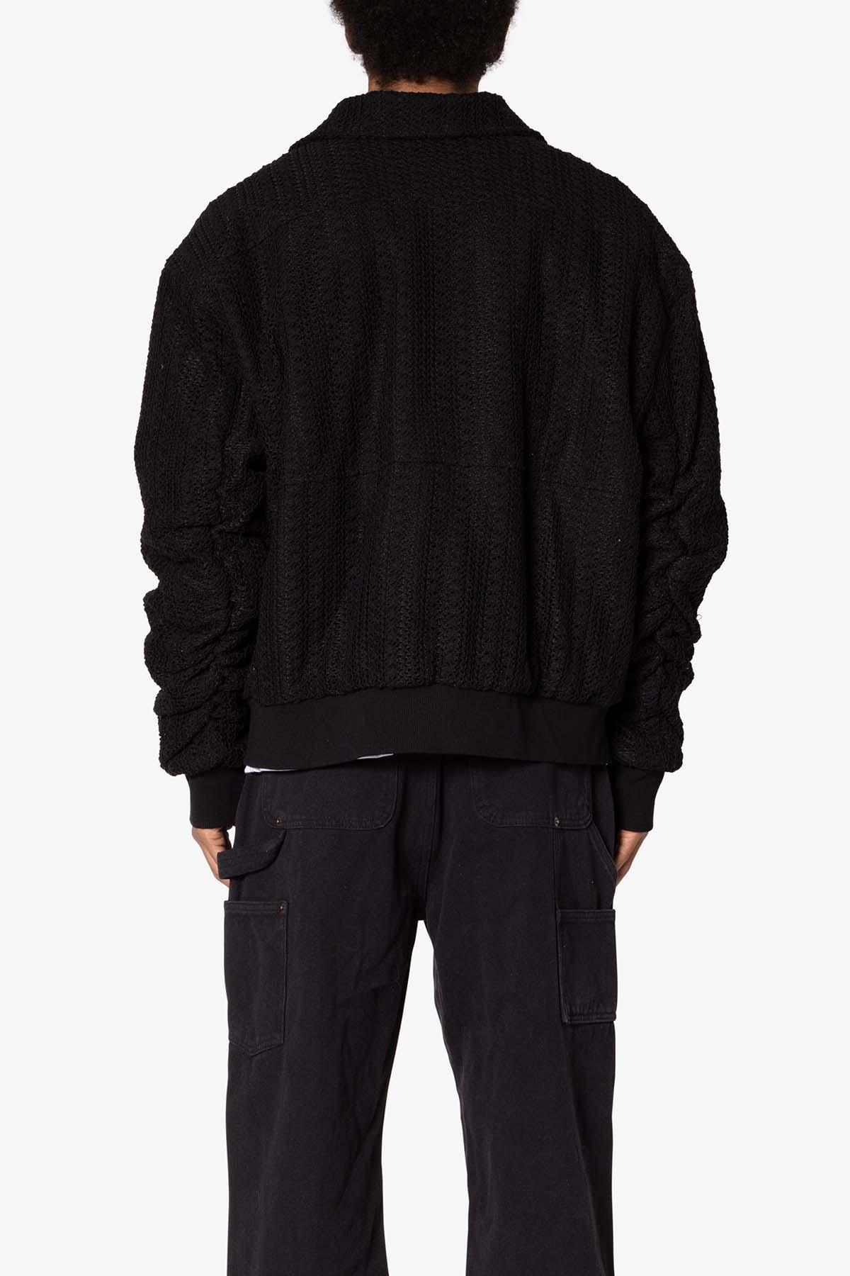 Crochet Bomber Jacket - Black Product Image