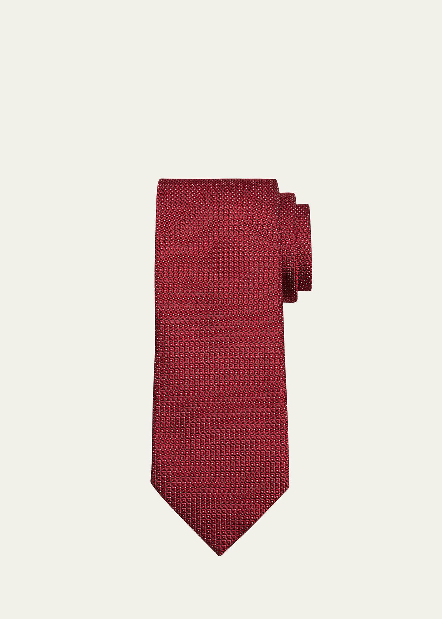 Men's Micro-Geometric Jacquard Silk Tie Product Image