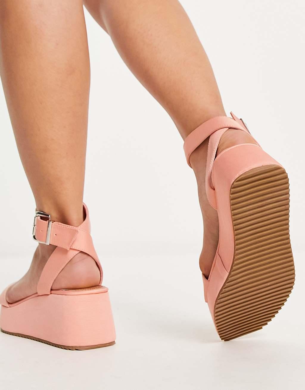 ASOS DESIGN Wide Fit Tati flatform sandals Product Image