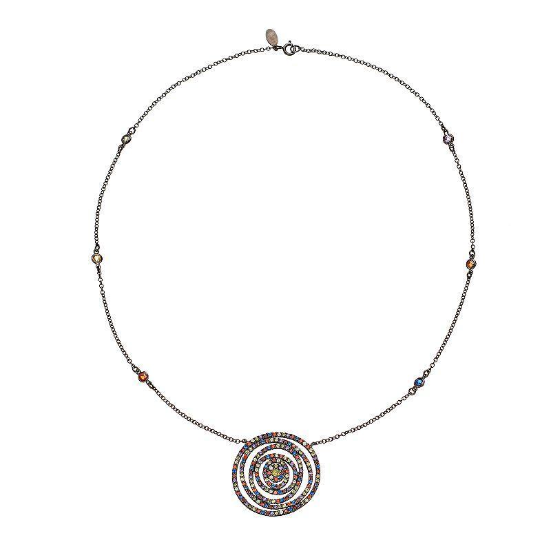 Sophie MillerLab-Created Blue Spinel & Cubic Zirconia Sterling Silver Disc Necklace, Womens Multicolor Product Image