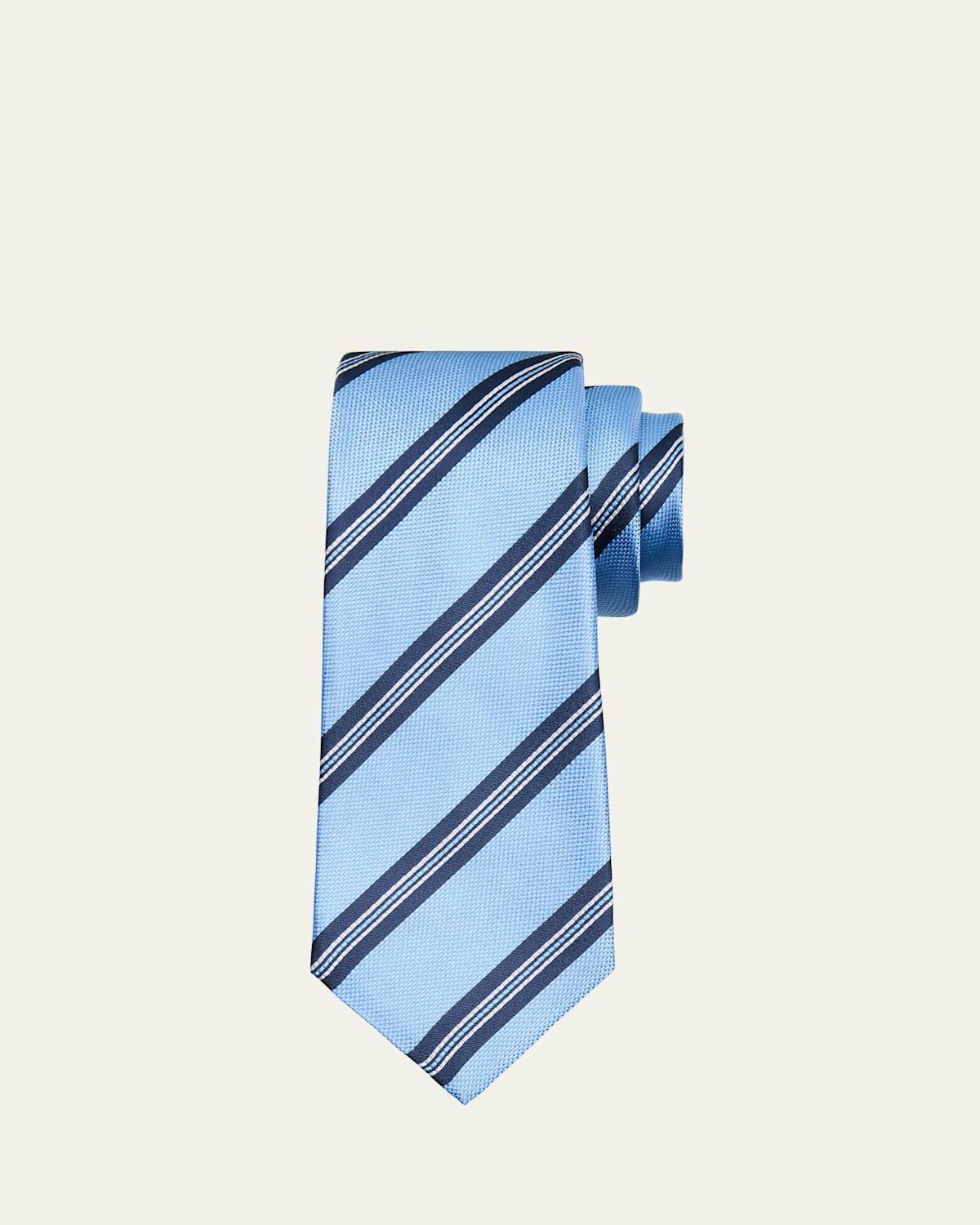 Mens Multi-Stripe Jacquard Silk 7-Fold Tie Product Image