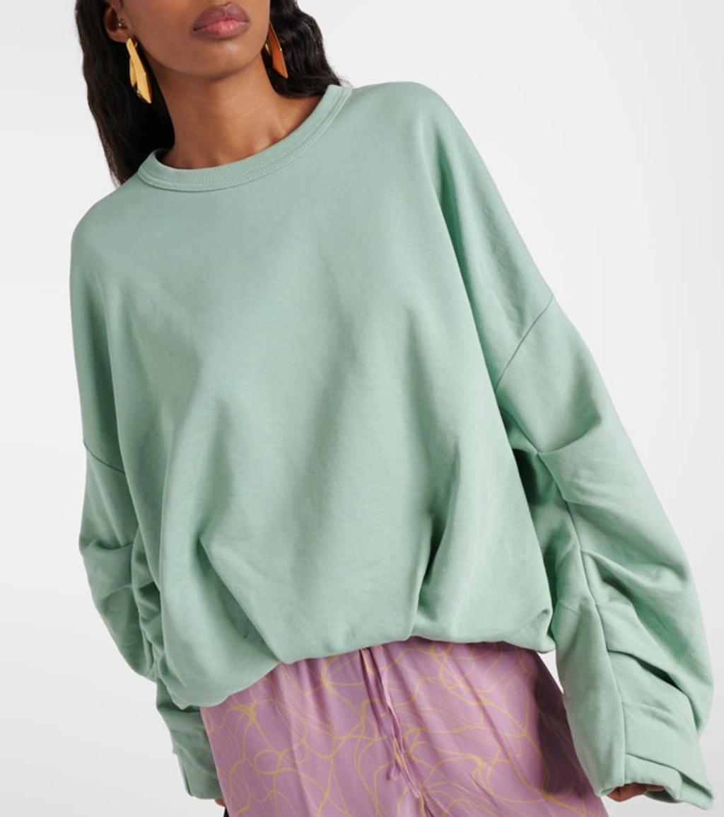 DRIES VAN NOTEN Oversized Cotton Jersey Sweatshirt In Green Product Image