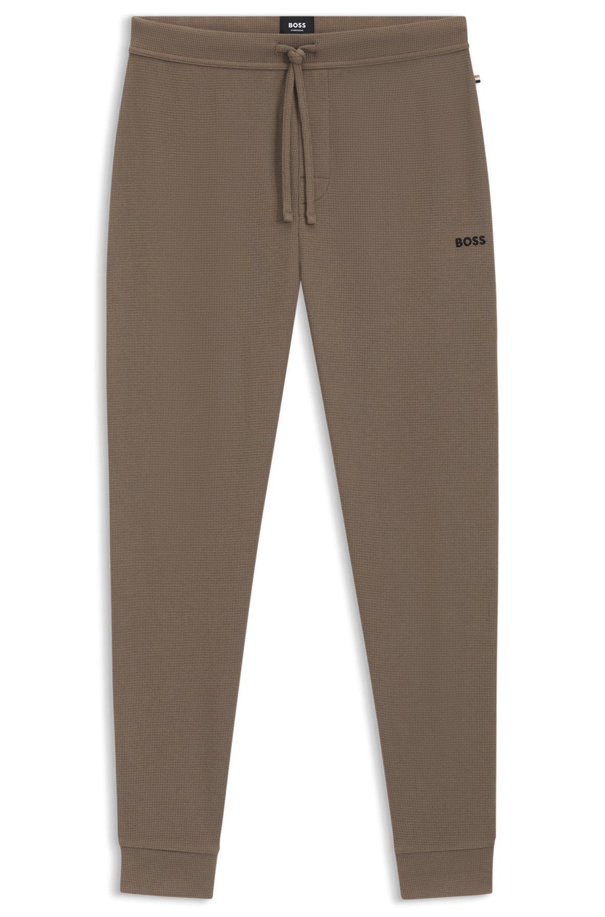 BOSS - Waffle pajama bottoms in a cotton blend - Brown Product Image