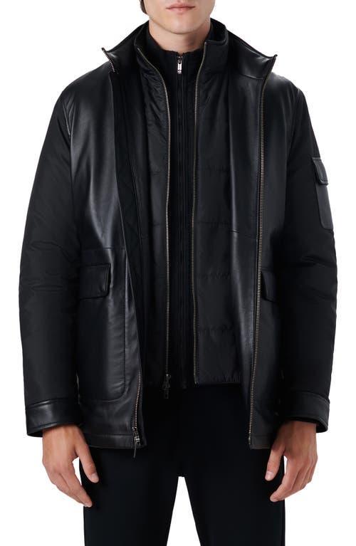 Men's Leather Bomber Jacket w/ Removable Bib Product Image