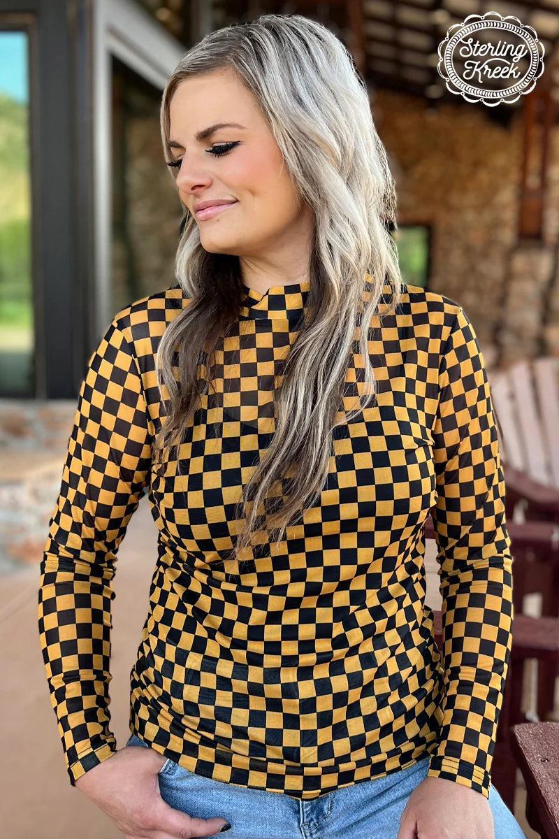 Sterling Kreek Pep Rally Black & Gold Mesh Top Product Image
