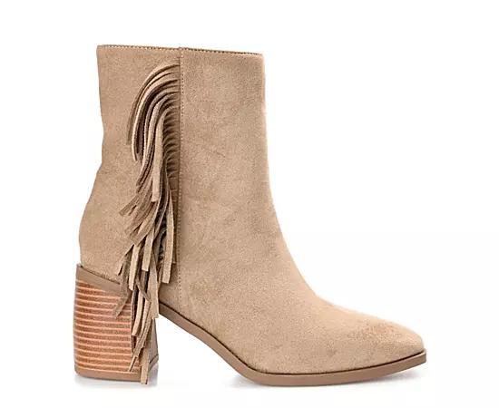 Journee Collection Womens Noriah Tru Comfort Foam Inside Zip Stacked Heel Booties Brown 6.5 Product Image