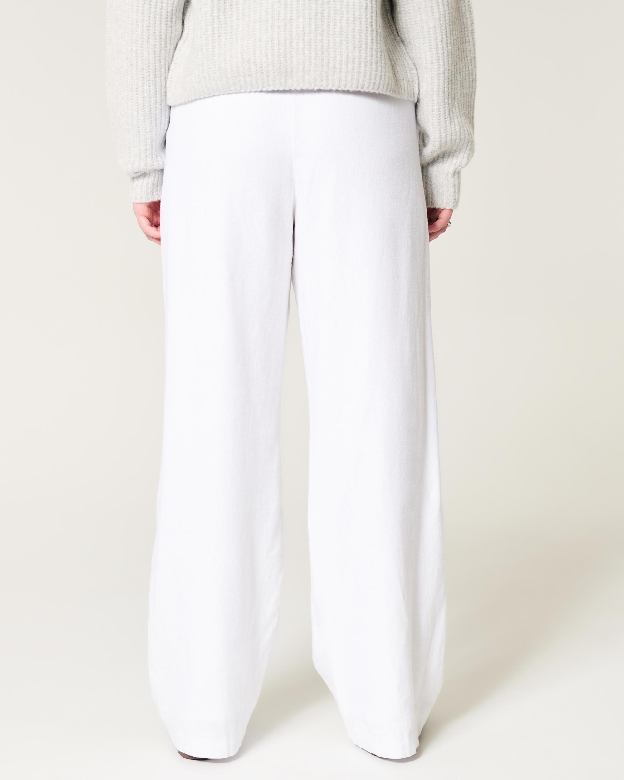 Linen-Blend Pull-On Baggy Pants Product Image
