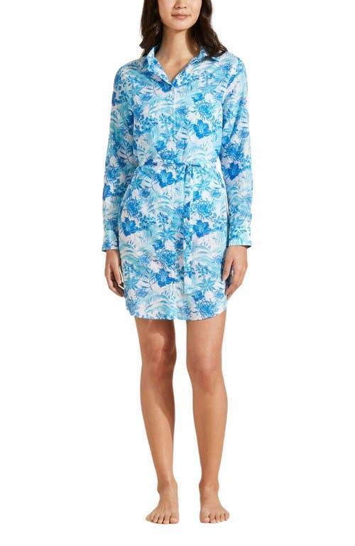Womens Tahiti Flowers Tie-Waist Shirtdress Product Image