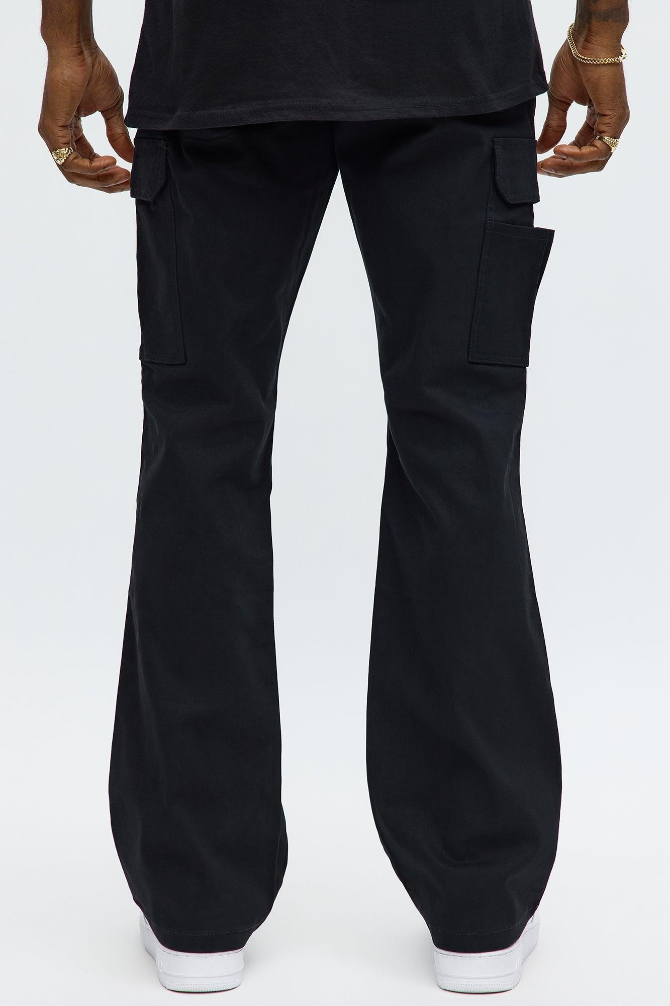 Stacked Slim Flare Kryptonite Cargo Pants - Black Product Image