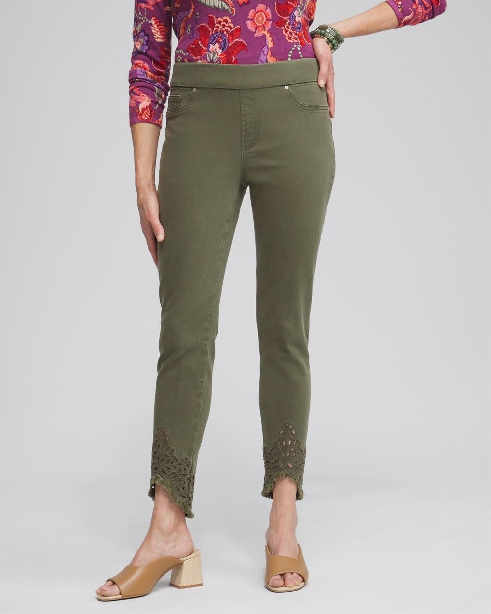 Eyelet Tulip Hem Pull-on Ankle Jeggings Product Image