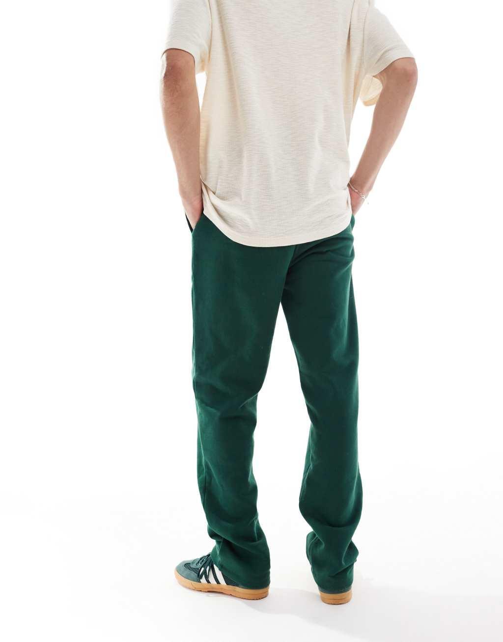 ASOS DESIGN premium heavyweight oversized sweatpants 400gsm in dark green Product Image