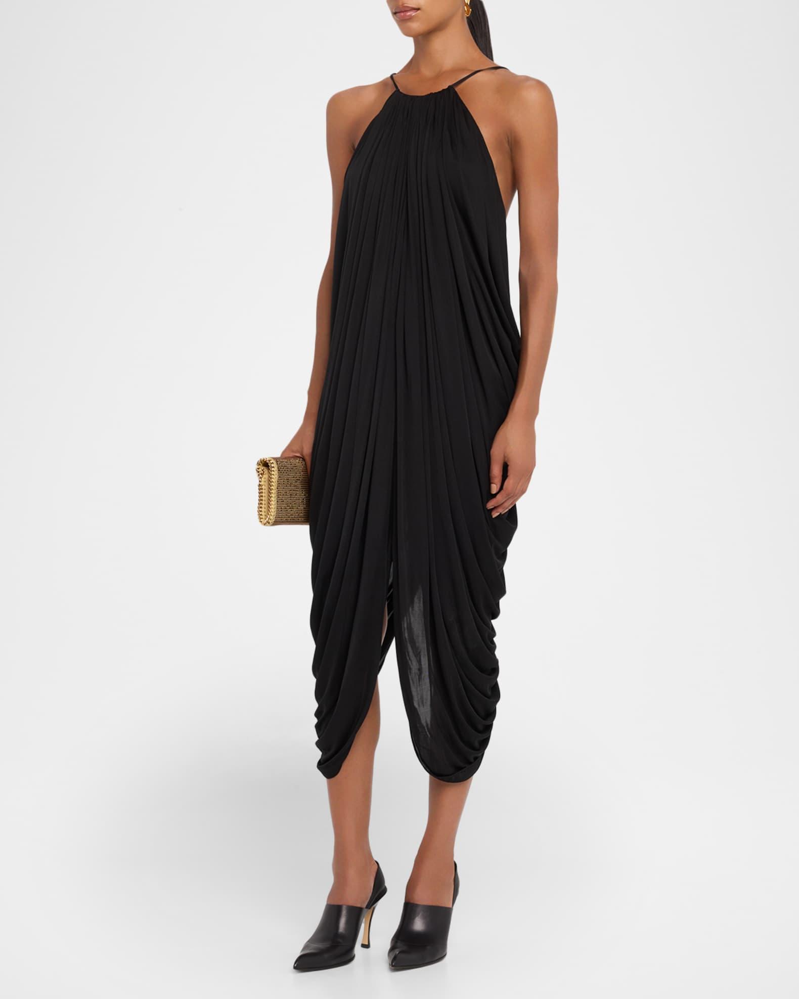 Draped Anagram Backless Midi Dress Product Image