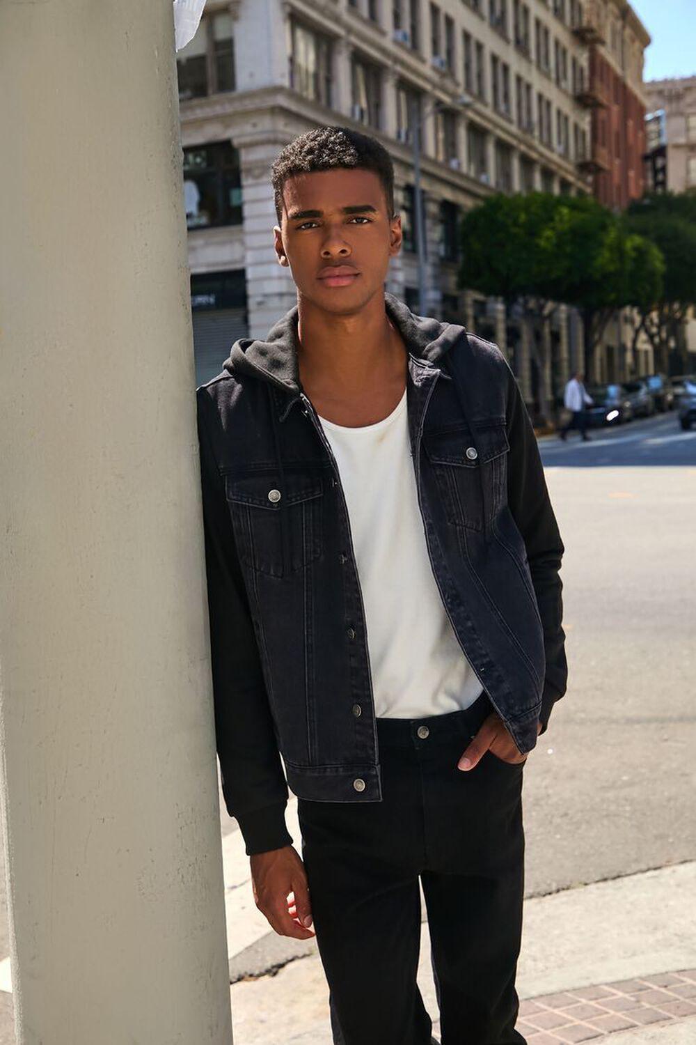 Hooded Denim Trucker Jacket | Forever 21 Product Image
