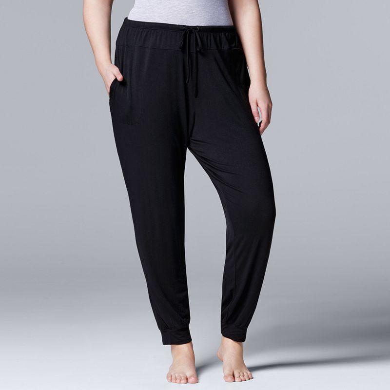 Plus Size Simply Vera Vera Wang Basic Luxury Banded Bottom Pajama Pants, Women's, Size: 2XL, Grey Gray Product Image