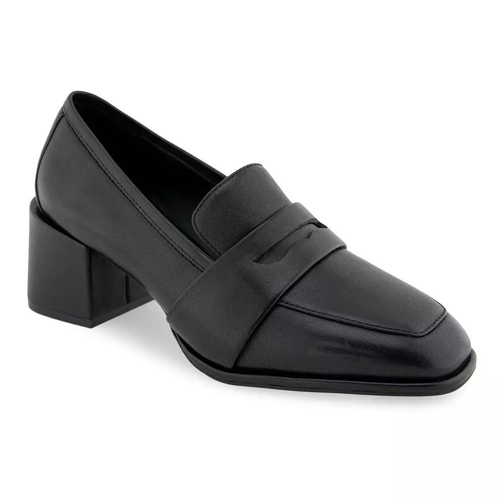 Aerosoles Arnett Women's Heeled Loafers, Size: 7.5, Black Leather Product Image