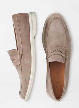 Peter Millar Mens Excursionist Penny Loafer | Color: Pebble | Size: 10 Product Image