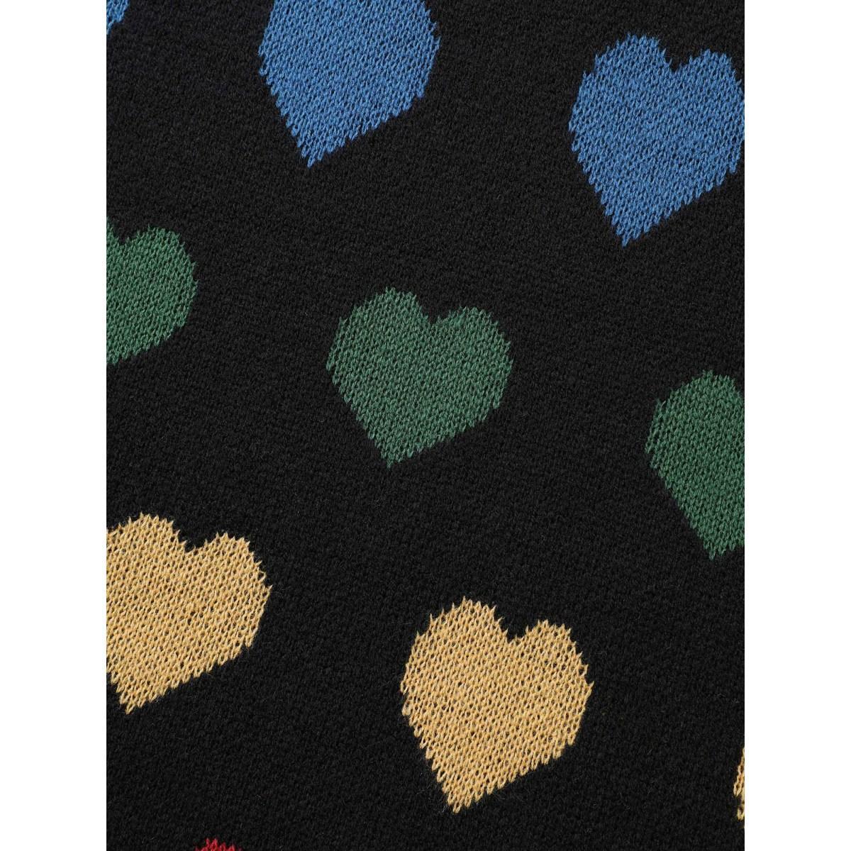 Plus Size Colored Heart Drop Shoulder Sleeve Pullover Black Women Casual Loose Long Sleeve Round Neck Everyday Pullovers BloomChic 22-24/3X Product Image