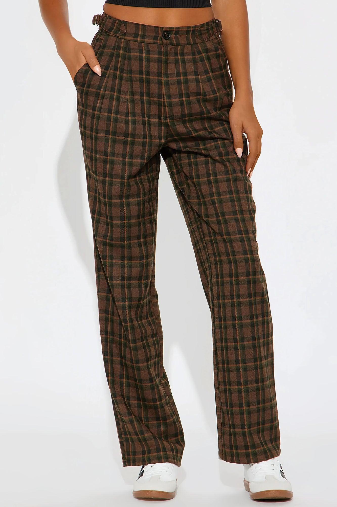 Amy Plaid Wide Leg Trouser - Green/combo Product Image