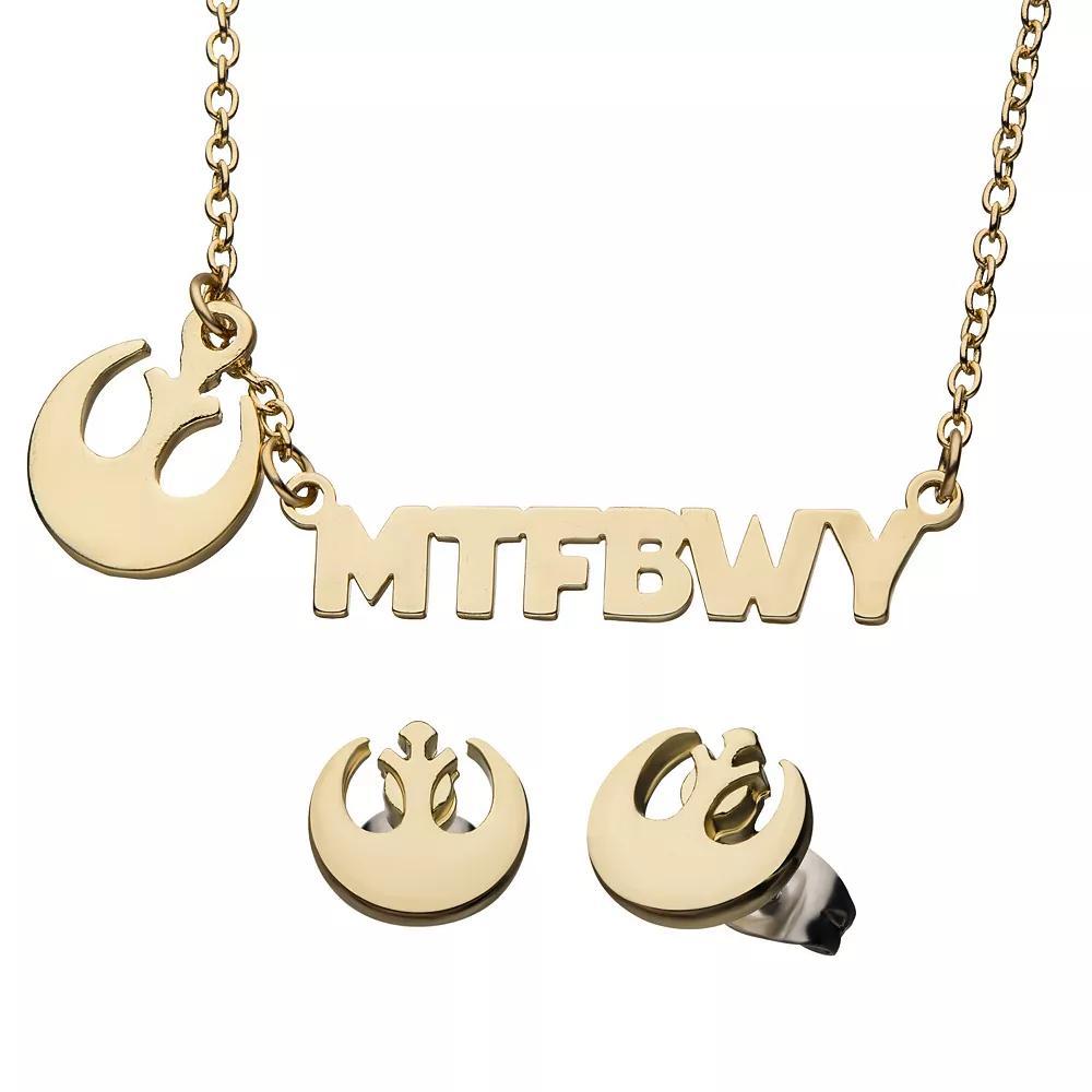 Star Wars "May the Force be with You" Necklace and Earring Set, Women's, Size: 18", Gold Tone Product Image