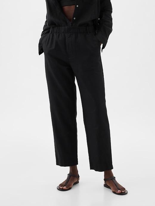 High Rise Linen-Cotton Pull-On Pants Product Image