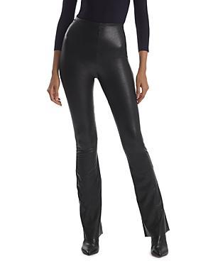 Faux-Leather Flared Leggings Product Image