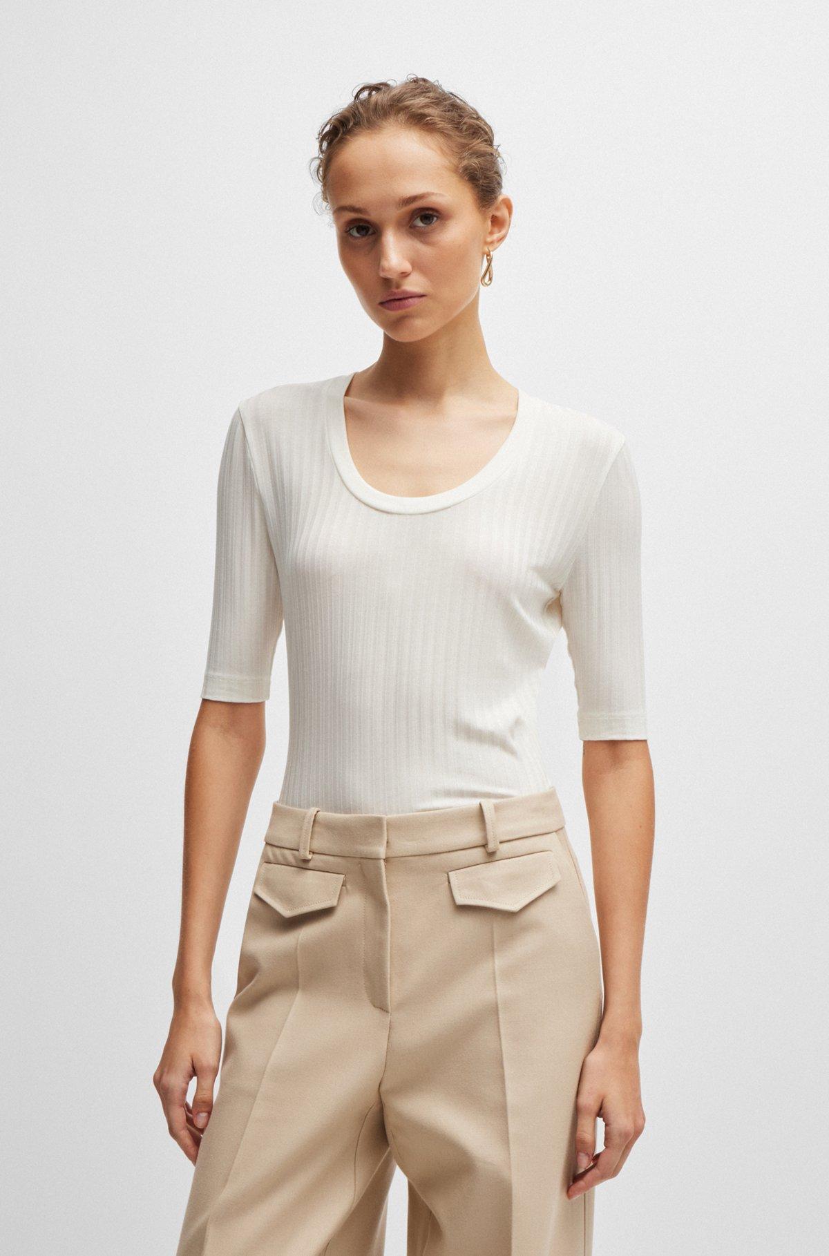 Scoop-neck top in stretch fabric Product Image