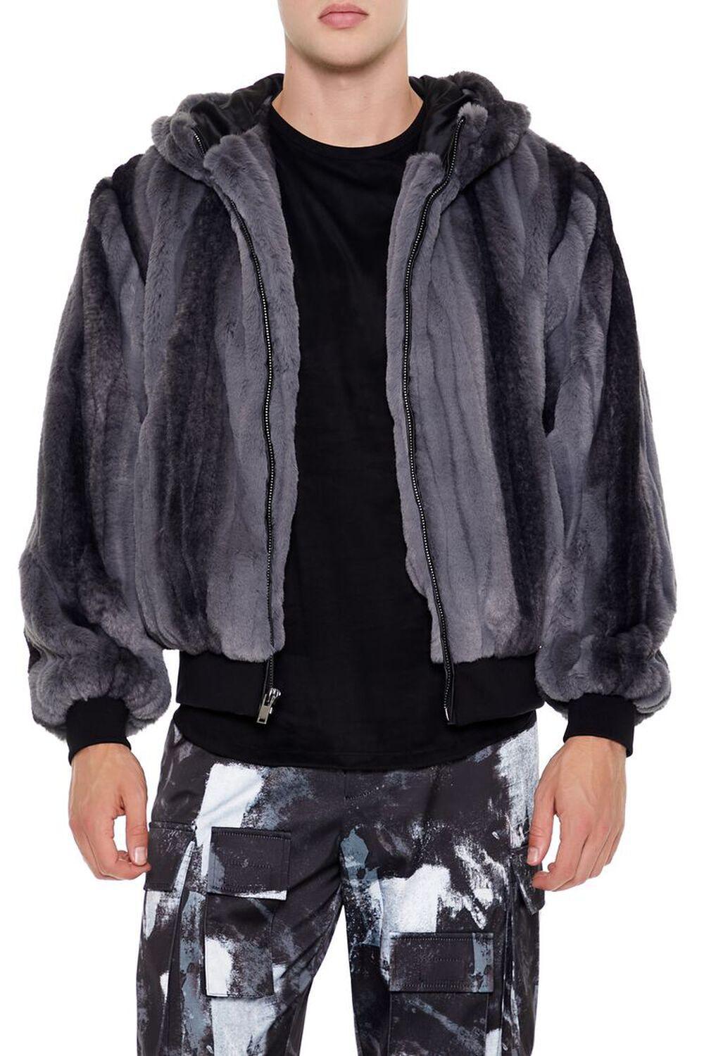 Gradient Faux Fur Zip-Up Jacket | Forever 21 Product Image