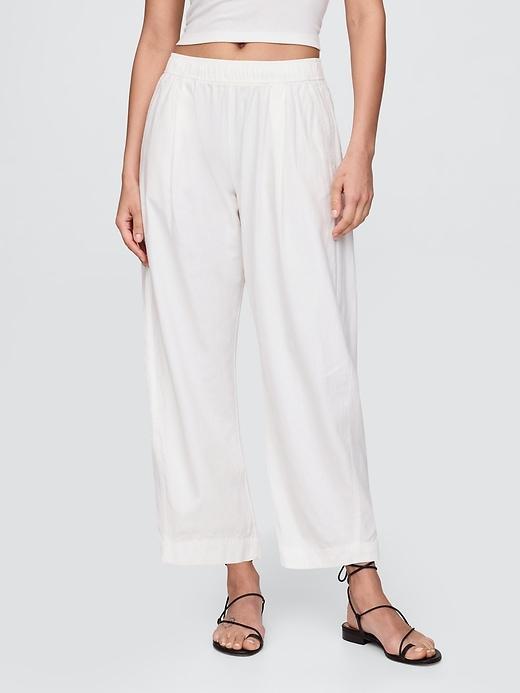 Mid Rise Linen-Blend Easy Barrel Pants Product Image