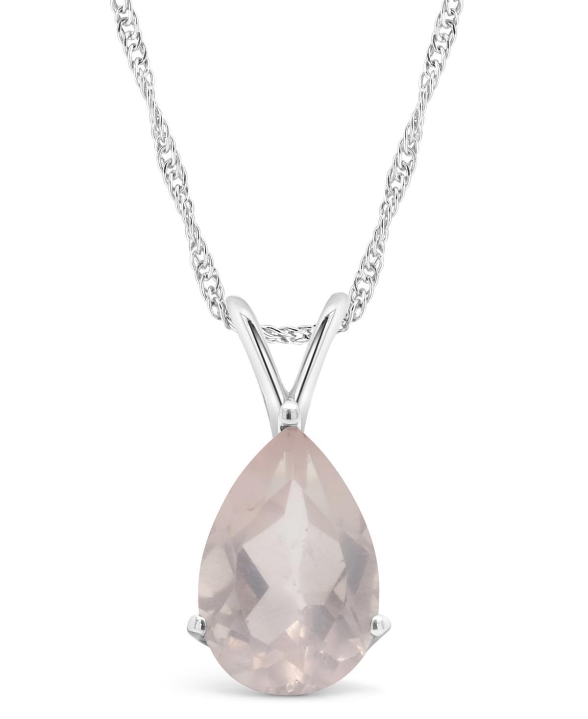 Alyson Layne Sterling Silver Rose Quartz Teardrop Pendant Necklace, Womens Product Image