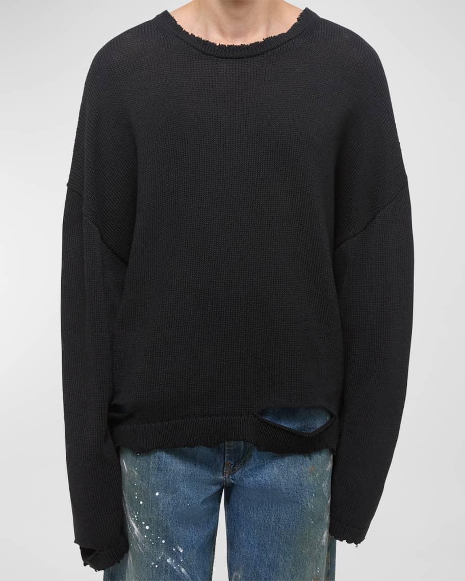Men's Distressed Crew Sweater Product Image
