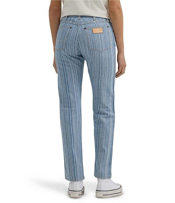 Wrangler Sunset Denim Pinstripe Mid Rise Straight Leg Jeans Product Image