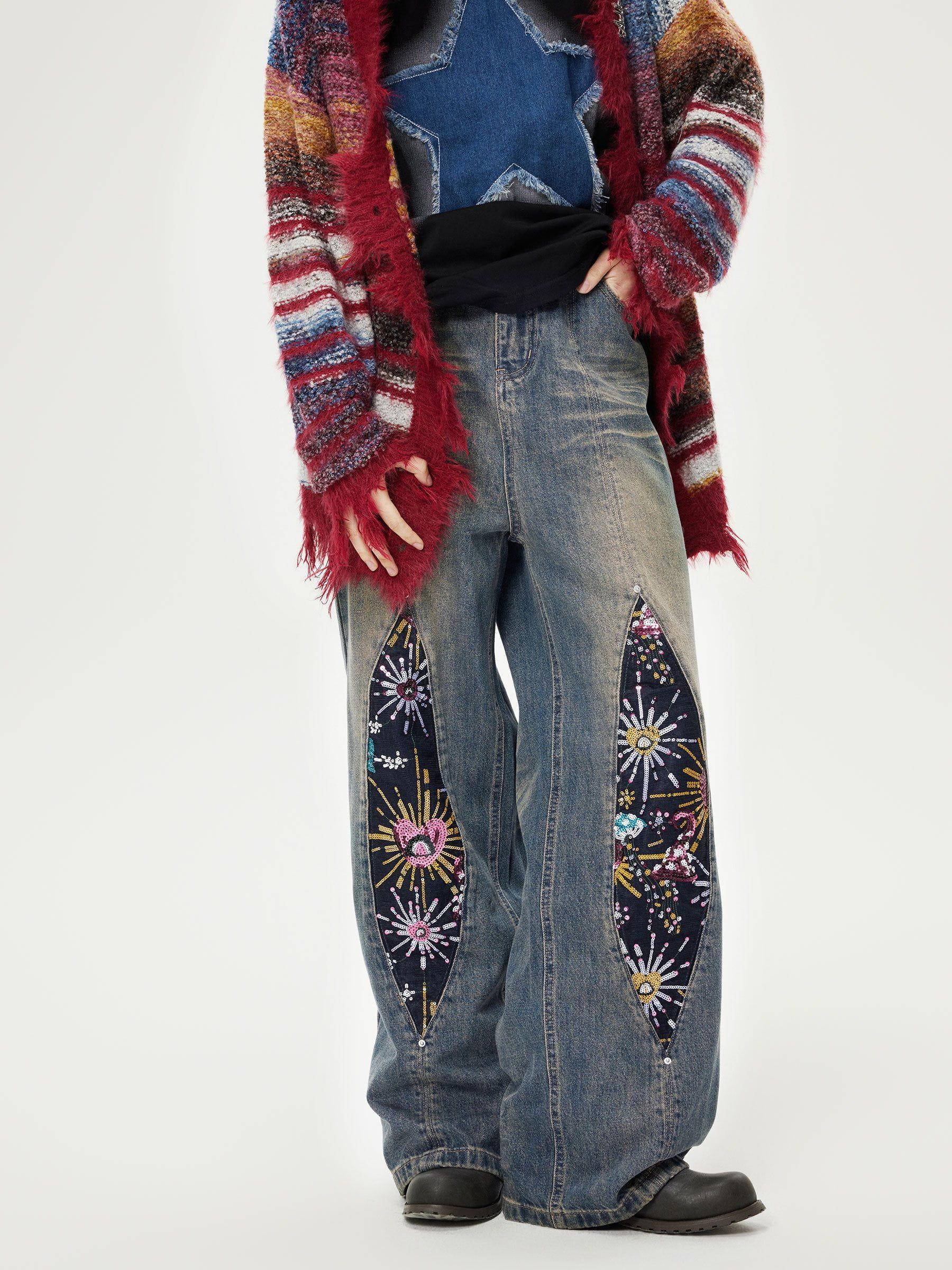 Aelfric Eden Firework Beadwork Super Baggy Jeans Product Image