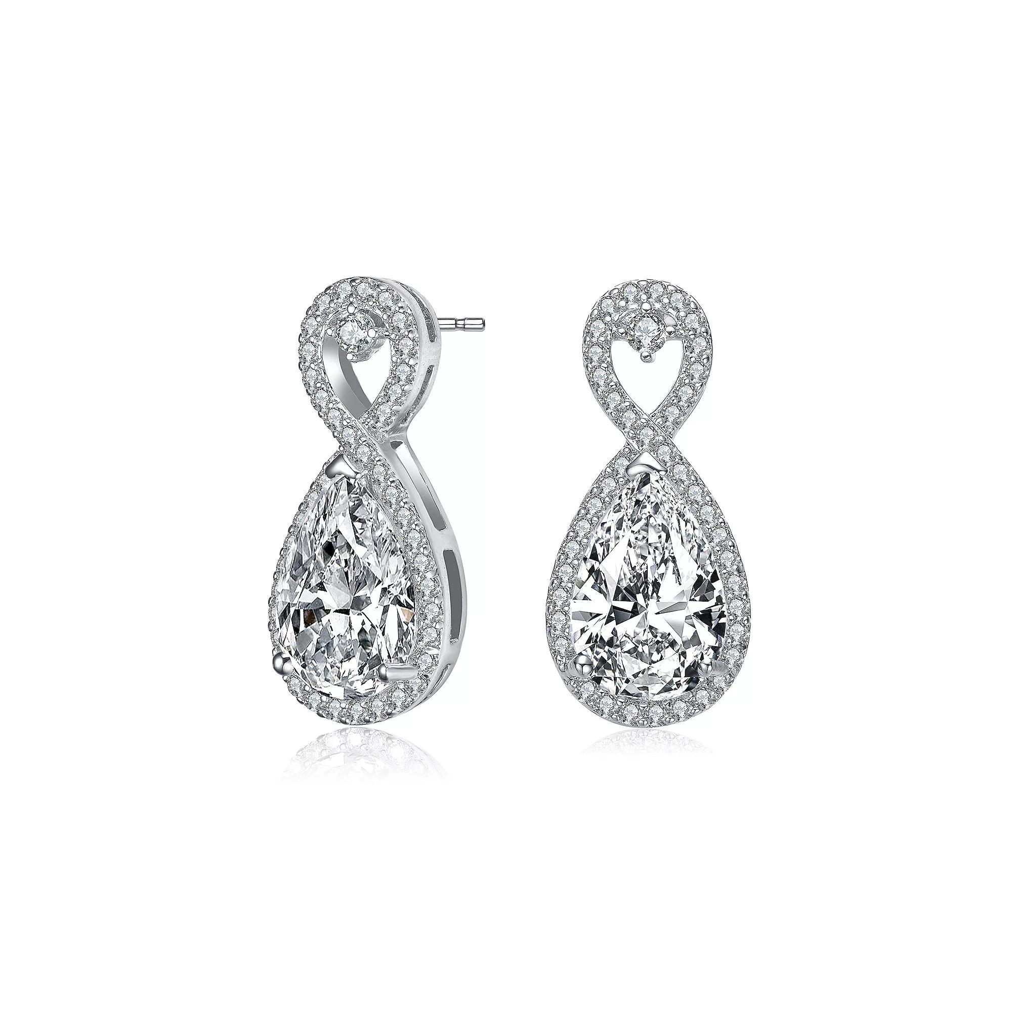 Sterling Silver Pear & Round Cubic Zirconia Infinity Drop Earrings, Womens Product Image