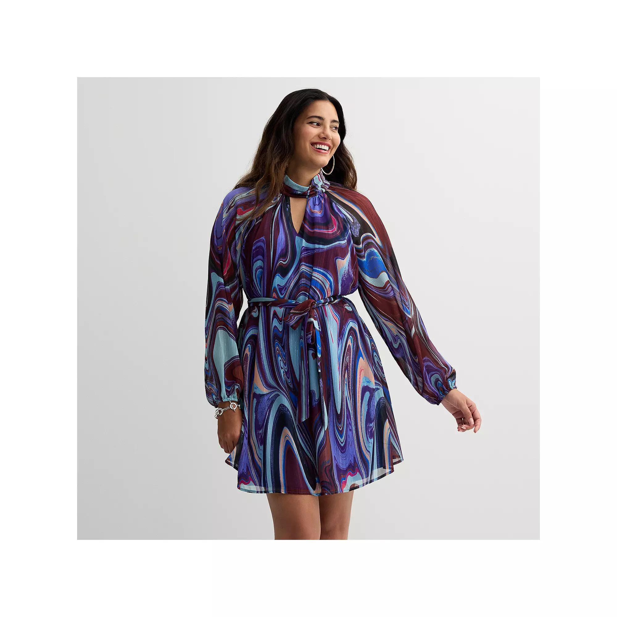 Womens INTEMPO Long Sleeve Tiered Dress Product Image